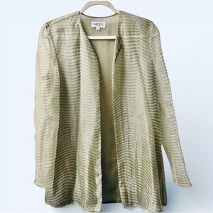 Tamotsu New York Silk Blend Sheer Open Front Jacket Celadon Green 8 Vintage 90s